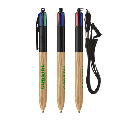 BIC® 4 Colours Wood Style with Lanyard